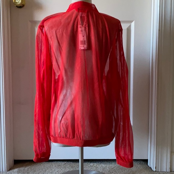 adidas originals sleek mesh tulle track jacket in pink